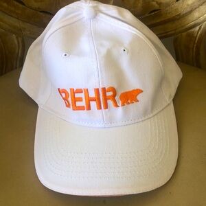 BEHR Paint White Baseball Cap W/Orange Embroidered Logo / OS / Adjustable Strap